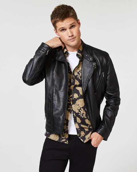 Altona Leather Jacket, Black, hi-res
